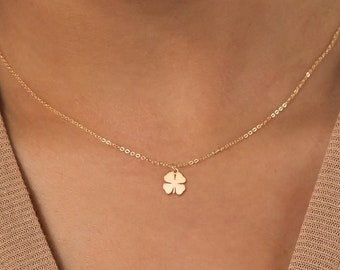 Four Leaf Clover Necklace Good Luck Charm Dainty Shamrock Clover Necklace Leaf Necklace Good Luck Necklace Shamrock Charm