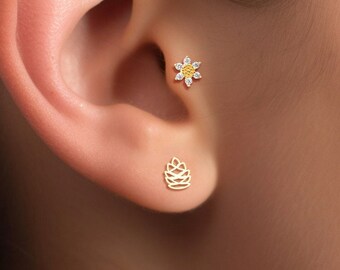 Pendientes de piña, regalo para ella, joyas de oro y naturaleza, pendientes de otoño, pendientes de piña, regalo para dama de honor, pendientes de otoño, joyas de piña para otoño
