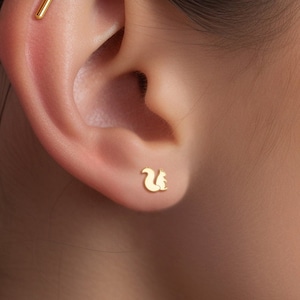 Squirrel Stud Earrings, Woodland Earrings, Handmade Jewelry, Nature Jewelry, 14k Gold Fill, Sterling Silver, Rose Gold Fill, Animal Earrings