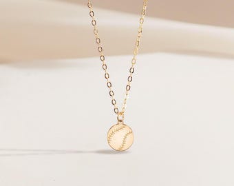 Baseball Charm Necklace: Sterling Silver, Gold Filled, Rose Gold, Handmade Sports Jewelry Gift