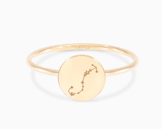 Zodiac Ring, Personalized Ring, Star Signet Ring, Custom Zodiac Ring, Constellation Ring , Sterling Silver Ring, Birthday Gift for Her