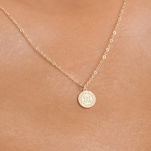 Aztec Necklace Gold Calendar Charm Mexican Jewelry Aztec Pendant Birthday Gift For Her Mayan Sun Pendant Mayan Calendar Aztec Medallion