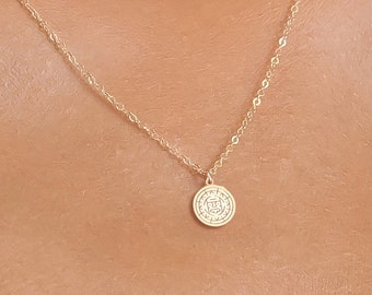 Aztec Necklace Gold Calendar Charm Mexican Jewelry Aztec Pendant Birthday Gift For Her Mayan Sun Pendant Mayan Calendar Aztec Medallion