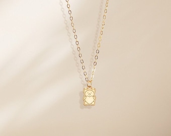 Teddy Bear Necklace, Gift for Her, Mother's Day Gift, Birthday Gift, Dainty Necklace, Cute Heart Jewelry, Valentine's Day Gift, Girls Gift