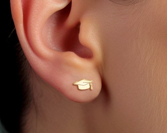 Graduation Hat Earrings, Graduation Cap Earrings, 14k Gold Filled, Sterling Silver, Rose Gold Earrings, Handmade Jewelry, Grad Cap Earrings