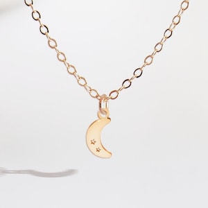 Moon and Star Necklace Crescent Moon Pendant Gift for Her Celestial Jewelry Gold Moon Necklace Birthday Gifts Moon Star Necklace