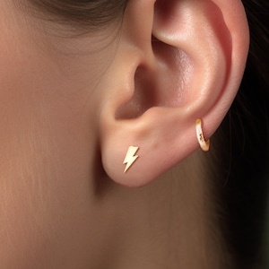 Small Lightning Bolt Earrings Bolt Earrings 14k Gold Fill Sterling Silver 14k RoseGold Fill Handmade Jewelry Fan Earrings