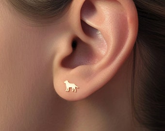 Pendientes de perro labrador, relleno de oro de 14 quilates, plata de ley, pendientes de perro de laboratorio, pendientes de perro, regalos de dueño de perro, regalos de dueño de perro retriever, perros