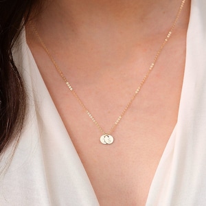 Initial Disc Necklace, 9mm disc 3 Initial Charm, Family Necklace, Letter Necklace, Gold Initial Necklace, Gold Disc Pendant, Bridesmaid Gift