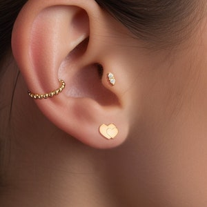 Heart Earrings Gold Heart Studs Gift for Her Valentines Day Earrings Minimalist Jewelry Love Earrings Birthday Gift Earrings Gift for Wife