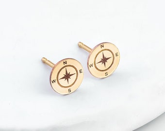 Compass Stud Earrings • Custom Design Earrings • Personalized Gift for Her • Compass Earrings • Stud Earrings • Mother's Gift • BridesMaids
