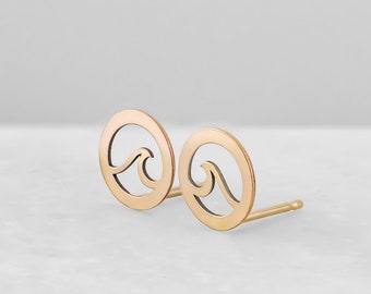 Wave Stud Earrings • Wave Earrings • Wave Jewelry • Gold, Rose Gold, Silver Earrings • Stud Earrings • Gifts • Cute Earrings