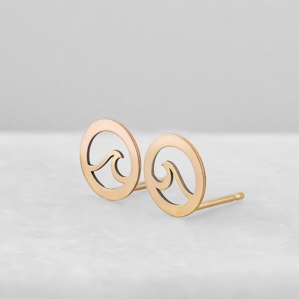 Wave Stud Earrings • Wave Earrings • Wave Jewelry • Gold, Rose Gold, Silver Earrings • Stud Earrings • Gifts • Cute Earrings