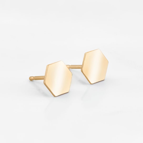 Hexagon Stud Earrings Etsy