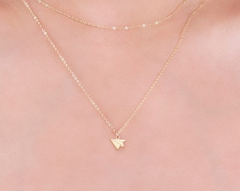 Paper Airplane Necklace Travel Charm Gift for Her Unique Travel Gifts Airplane Pendant Traveller Jewelry Flight Attendant Necklace