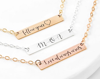Mini Name Bar Necklace, Calligraphy Bar Necklace, Custom Gold Bar, Engraved Necklace, Bar Necklace, Personalized Bar Necklace