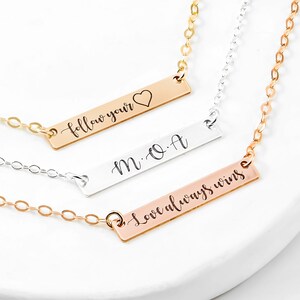 Mini Name Bar Necklace, Calligraphy Bar Necklace, Custom Gold Bar, Engraved Necklace, Bar Necklace, Personalized Bar Necklace