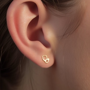 Stethoskop Ohrring, Doktor + Krankenschwester Geschenke, Sanitäter Ohrringe, Minimale medizinische Ohrringe, Gold, Silber, Rose Gold Ohrringe, Geschenk für Sie