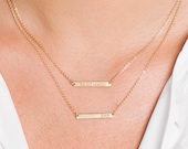 Skinny MINI Bar Necklace, Personalized Gold Bar, Customized Gold Bar Necklace, Silver, Gold or Rose Gold Large Bar Necklace, Bridesmaid Gift