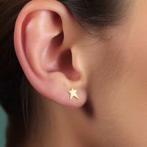 Star Earrings, Dainty Celestial Earrings, Gold, Silver, Rose Gold Earrings, Handmade Jewelry, Witchy  Earrings, Gold Punk Earrings