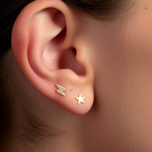Star Earrings, Dainty Celestial Earrings, Gold, Silver, Rose Gold Earrings, Handmade Jewelry, Witchy  Earrings, Gold Punk Earrings
