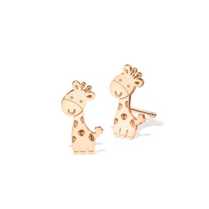 Giraffe Earrings, Dainty Giraffe Earring, Gold Animal Earrings, Handmade Jewelry, Simple Gold Earring, Gift for Her, Fun Earrings