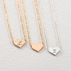 Initial Necklace Heart Charm Pendant Gift for Wife Love Necklace Gift for Her Valentine&#39;s Day Gift Heart Necklace Anniversary Gift