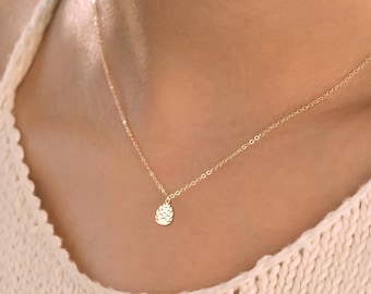 Collar de piña Colgante de piña Piña dorada Joyas de la naturaleza Collar de otoño Regalo de Navidad Regalo de cumpleaños para ella Amuleto de piña