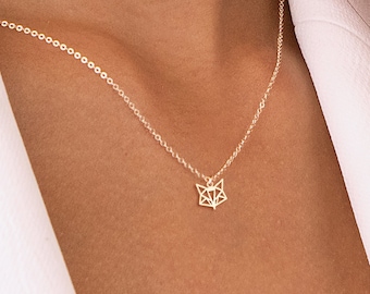 Dainty Origami Fox Cut Out Necklace, Gold Fox Charm, Fox Jewelry Gift, Birthday Gift, Animal Necklace, Cute Jewelry, Origami Necklace, Fox