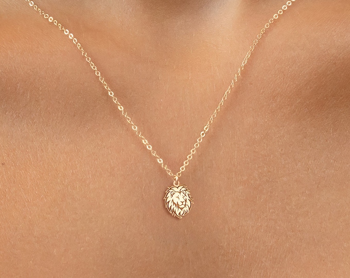 Lion Necklace Gold Lion Pendant Animal Jewelry Lion Charm Birthday Gift Animal Pendant Leo Necklace Lion Head Necklace Silver Lion Necklace