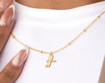Collar de libélula, joyería delicada, dije de insecto, regalo de cumpleaños para ella, collar de libélula, colgante de libélula, regalo de aniversario, joyería de libélula