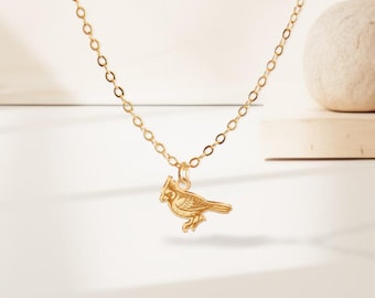 Cardinal Bird Pendant Necklace: Sterling Silver, Gold Filled, Rose Gold, Handmade Bird, Nature Jewelry Gift