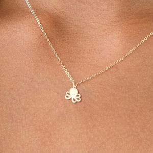 Octopus Necklace Gold Pendant Charm Gift for Her Ocean Jewelry Beach Necklace Sea Creature Nautical Necklace Animal Jewelry Birthday Gift
