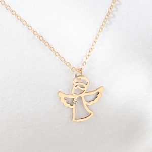 Angel Charm Necklace Angel Pendant Dainty Layering Necklace Mother&#39;s Memorial Necklace Bridesmaid Gift Angel Baby Necklace Gift for Her