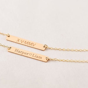 Classic Bar Necklace in Gold, Gifts For Her, Custom, Engraved, Customized Name, Personalized Bar Necklace image 2