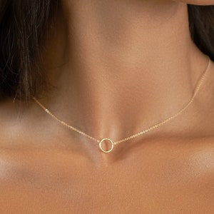 Dainty Circle Choker Necklace, Gold Ring Necklace, Gift for Her, Dainty Necklace, Choker Necklace, Custom Handmade Necklace, Circle Necklace