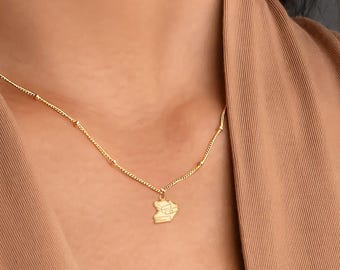 Stacked Books Charm Necklace Beady Chain: Sterling Silver, Gold Filled, Rose Gold, Handmade Literary Jewelry Gift