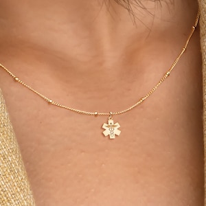 Medical Caduceus Pendant with Satellite Chain Necklace, offered in 14k Gold Filled, Sterling Silver, or 14k Solid Gold, Healthcare Jewelry