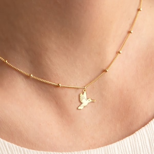 Hummingbird Charm Necklace Dainty Nature Jewelry Bird Necklace Nature Inspired Layering Necklace Hummingbird Gifts Hummingbird Jewelry