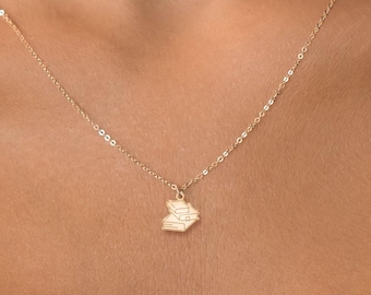 Ketting met gestapelde boeken: sterlingzilver, gold filled, 14 kt massief goud handgemaakte literaire sieraden cadeau