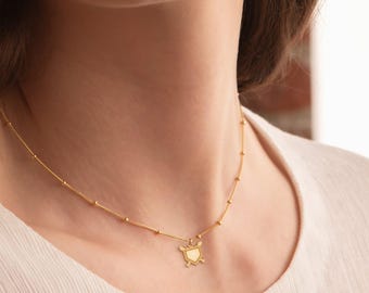 Baseball Charm Necklace Beady Chain: Sterling Silver, Gold Filled, 14K Solid Gold Handmade Sports Pendant Jewelry Gift