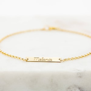 Skinny Mini Gold Bar Bracelet, Bar Bracelet, Name Engraved Bracelet, GOLD, ROSEGOLD, SILVER, Bridesmaid Jewelry, Nameplate Bracelet