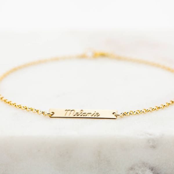 Skinny Mini Gold Bar Bracelet, Bar Bracelet, Name Engraved Bracelet, GOLD, ROSEGOLD, SILVER, Bridesmaid Jewelry, Nameplate Bracelet