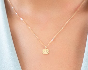 Lotus Flower Necklace Gift for Her Lotus Pendant Birthflower Charm Yoga Jewelry Bridesmaid Gift Lotus Necklace Spiritual Jewelry Yoga Charm