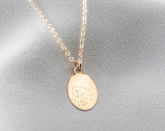 Dandelion Pendant Necklace: Sterling Silver, Gold Filled, 14K Solid Gold Floral Nature Jewelry Gift
