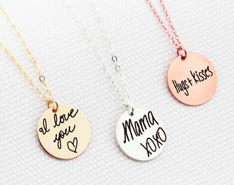 Personalized Memorial Necklace, Handwritten Necklace - YOUR HANDWRITING - or Image, Sterling Silver, Gold or Rose Gold, Jewelry For Her
