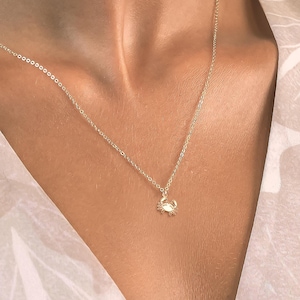Crab Charm Necklace Ocean Jewelry Beach Necklace Gift for Her Crab Pendant Zodiac Necklace Cancer Zodiac Birthday Gift Beach Jewelry Charm