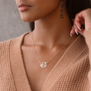 Monogram Necklace Dainty Monogram Jewelry Initial Necklace