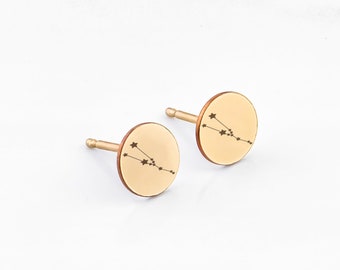 Zodiac Stud Earrings • Zodiac Earrings • Zodiac Jewelry • Gold, Rose Gold, Silver Earrings • Stud Earrings • Gift for Her • Cute Earrings