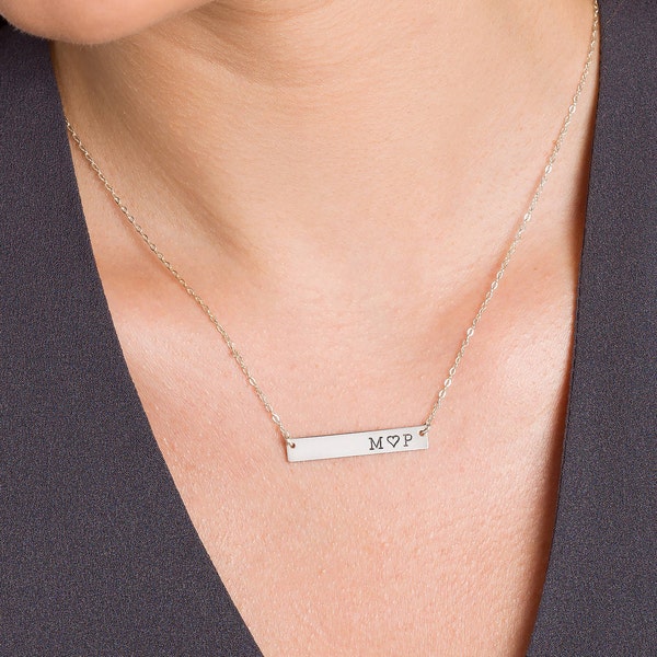 Bridesmaid Gift, Silver Bar Necklace, Personalized Bar, Nameplate bar, Name necklace, Silver bar necklace, Horizontal bar, Mothers Necklace